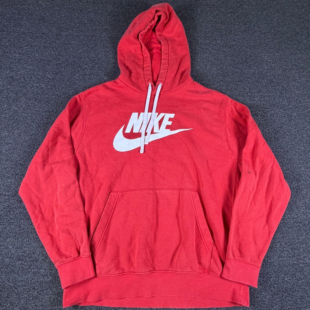 Nike Hoodie Mens L BV2973-657 Red Futura Logo Pullover Sportswear EUC
